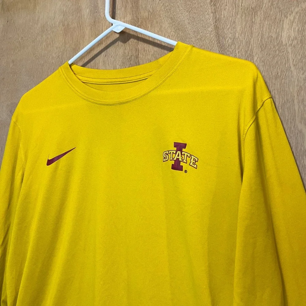 Nike Iowa State Cyclones Shirt Mens Large Yellow Long Sleeve Dri-FIT Collegiate